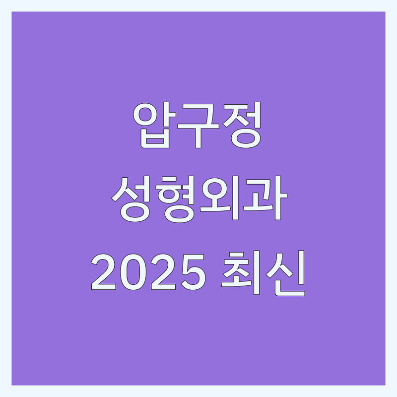 강남 압구정 성형외과전문 한눈에 비교 | 2025년 최신 정보 총정리